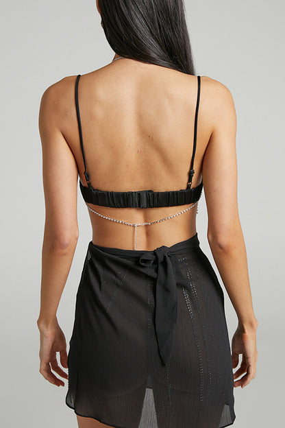 Sexy Rhinestone Tassel Mesh Body Chain