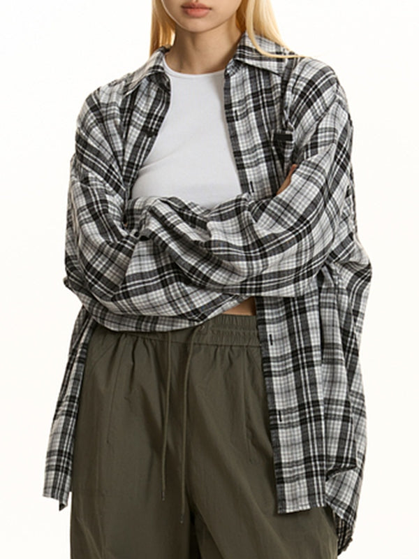 Versatile Checkered Long Sleeve Blouse