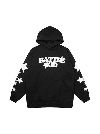 Street Letter Star Print Oversized Hoodie