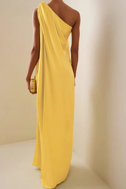 Sexy Asymmetric One Shoulder Slit Formal Dress