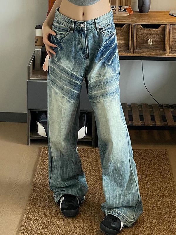 American Style Water Washing Aging Boyfriend Jeans