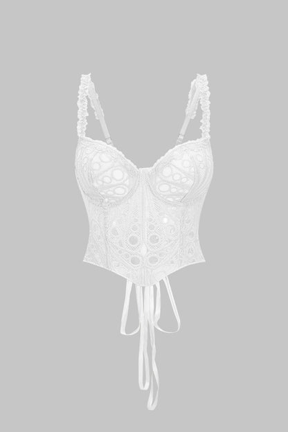 Lace Trim Bustier Corset Tie-Back Cami Top