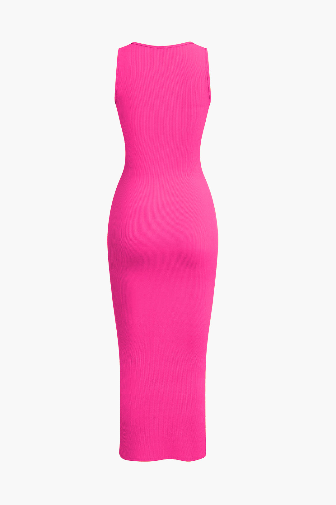 Ribbed Knit Scoop Neck Sleeveless Bodycon Midi Dress