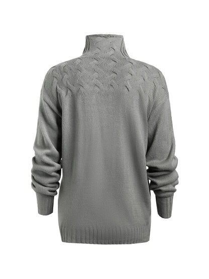 Solid Cable Knit Splice Turtleneck Sweater