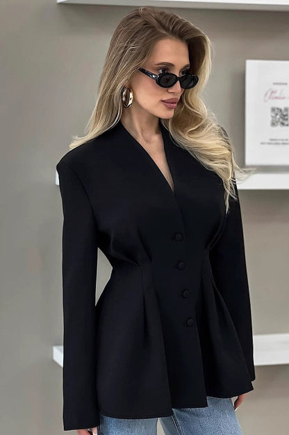 Slim Fit V Neck Blazer Coat