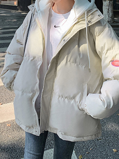 Hooded Fake Two Piece Loose Jacket
