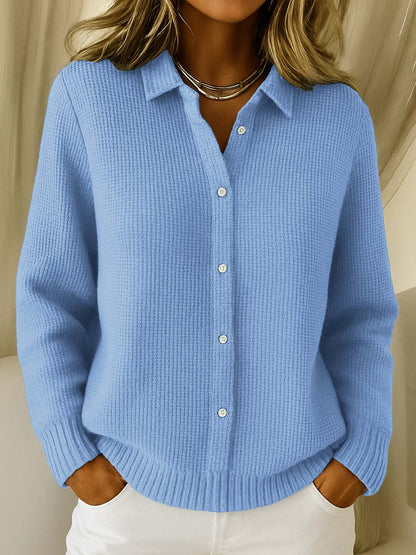 The Elena — Ribbed Knit Button-Down Cardigan