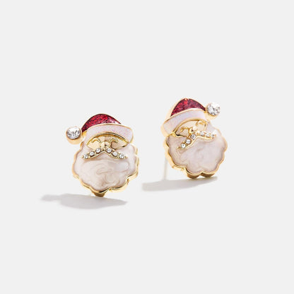 Copper Rhinestone Christmas Stud Earrings