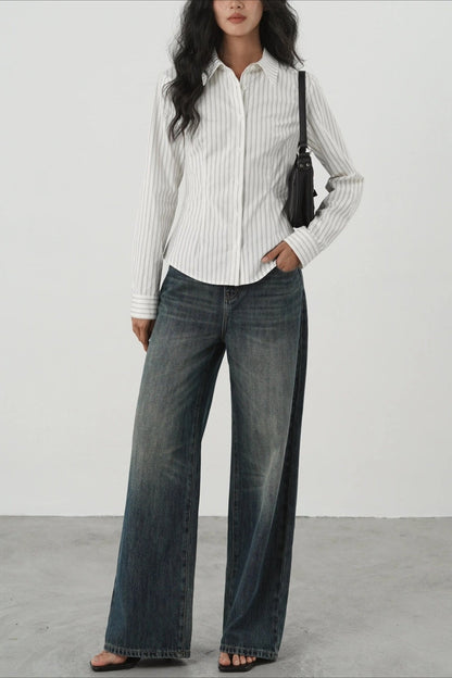 Slim Fit Vertical Stripe Blouse