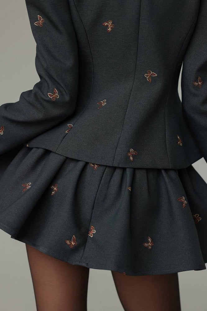 | Embroidered Blazer and Mini Skirt Set
