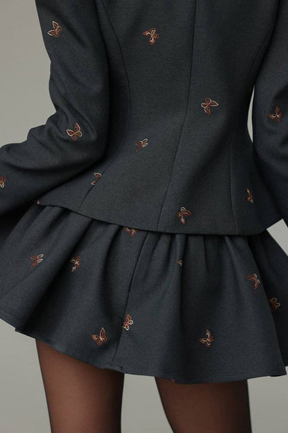 | Embroidered Blazer and Mini Skirt Set