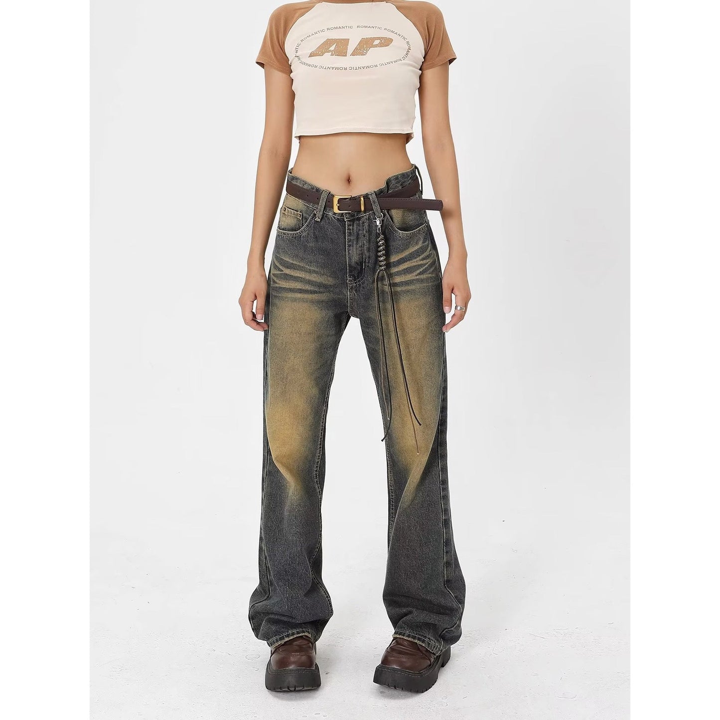 Wash Made Old Blue Micro Flared Retro Trendy Jean