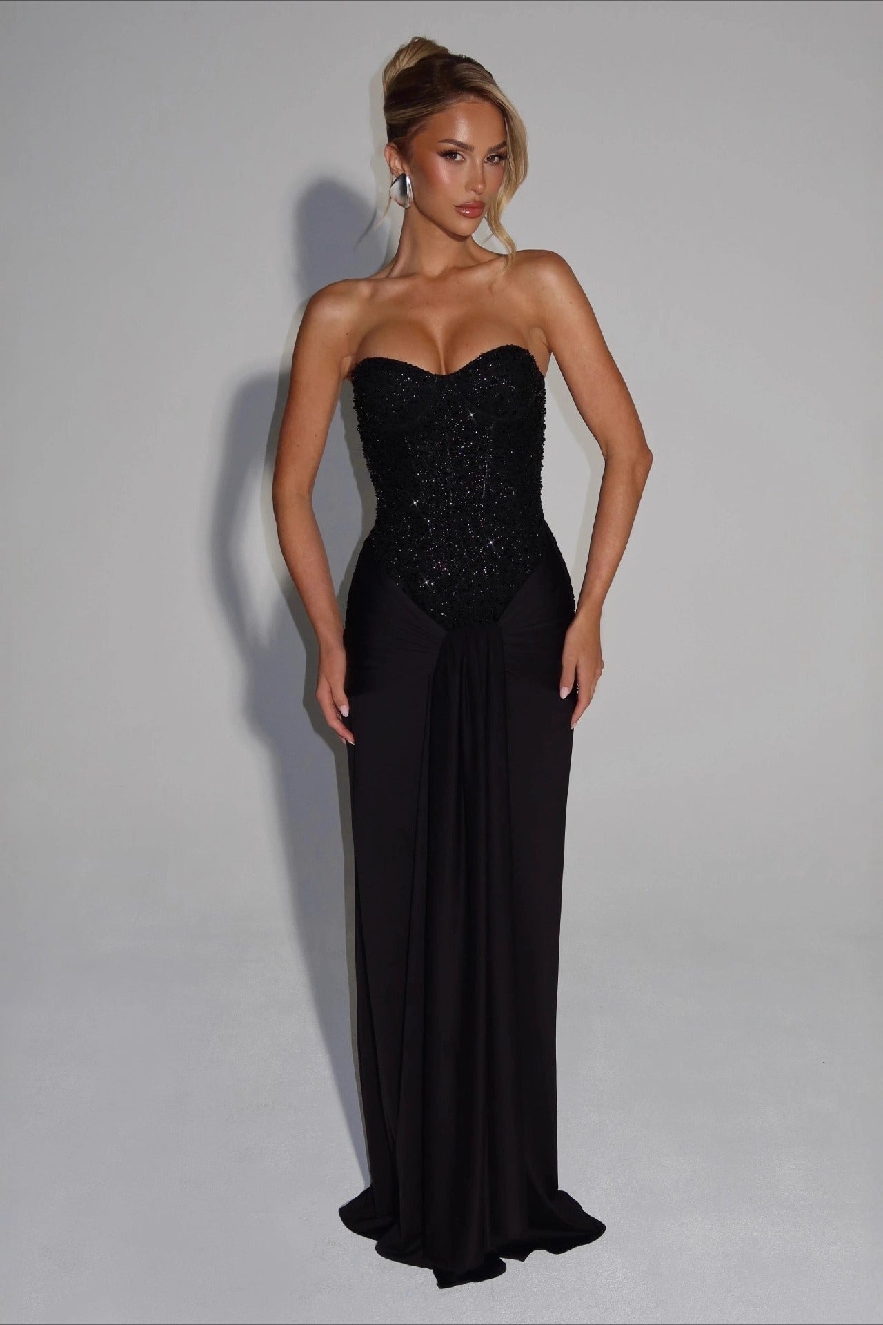 Sexy Strapless Ruched Zipper Slim Fit Formal Dress