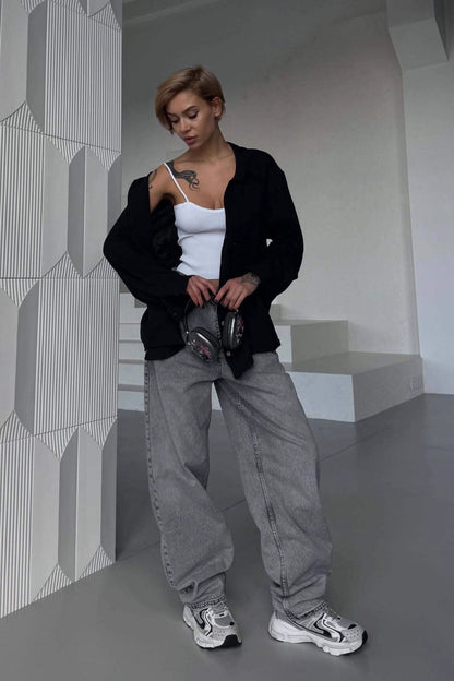 Washed Straight Leg High Waist Jeans