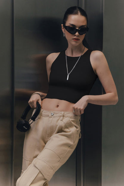 Solid Cropped Knit Top