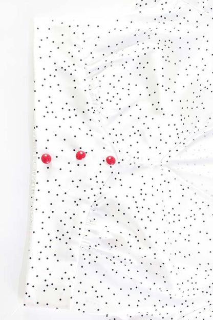 Polka Dot Satin V Neck Crop Top Mermaid Skirt Set