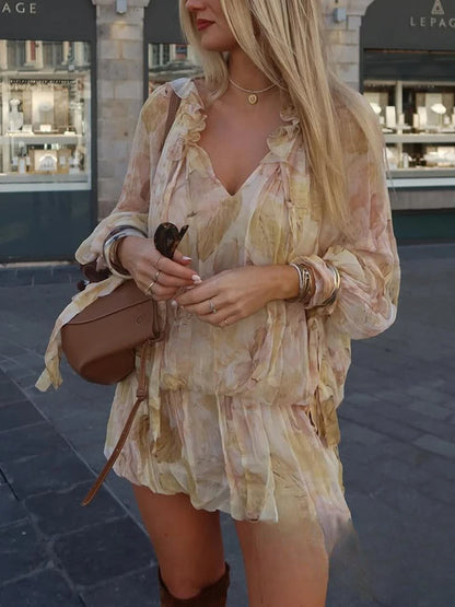 Purple Floral Spaghetti Floral Dress