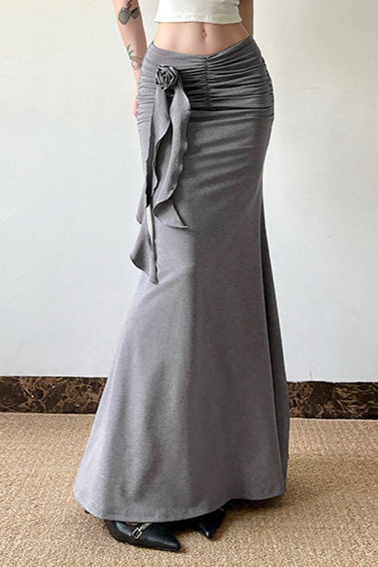 Grey Bodycon Mermaid Maxi Skirt