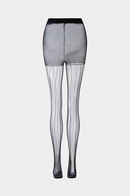 Mesh Diamond Pattern Vertical Stripes Sock