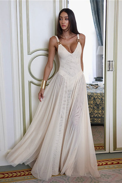 | Backless Mesh Maxi Dress