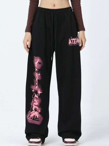 Vintage Letter Print Sweatpants