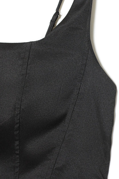 Strapless Corset Boned Bodice Draped Tulip Hem Sash Trail Mini Dress