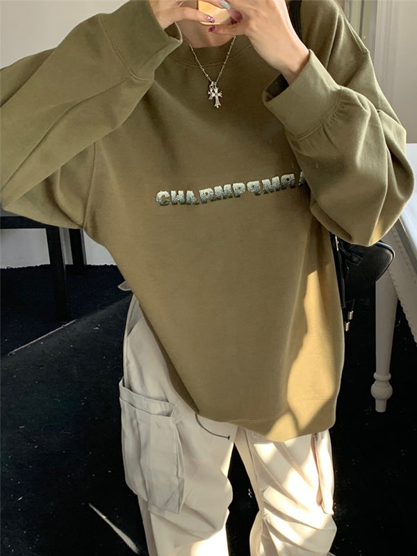 Simple Letter Print Loose Sweatshirt