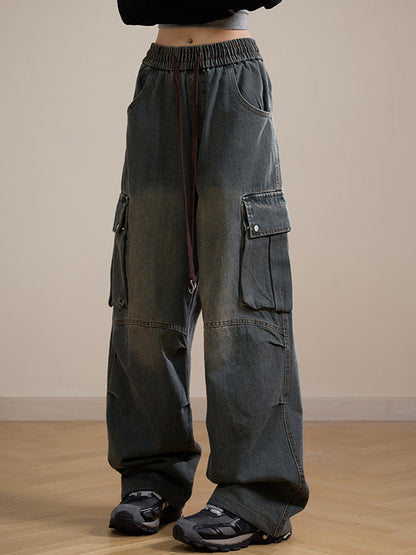 Loose straight design Cargo Jeans