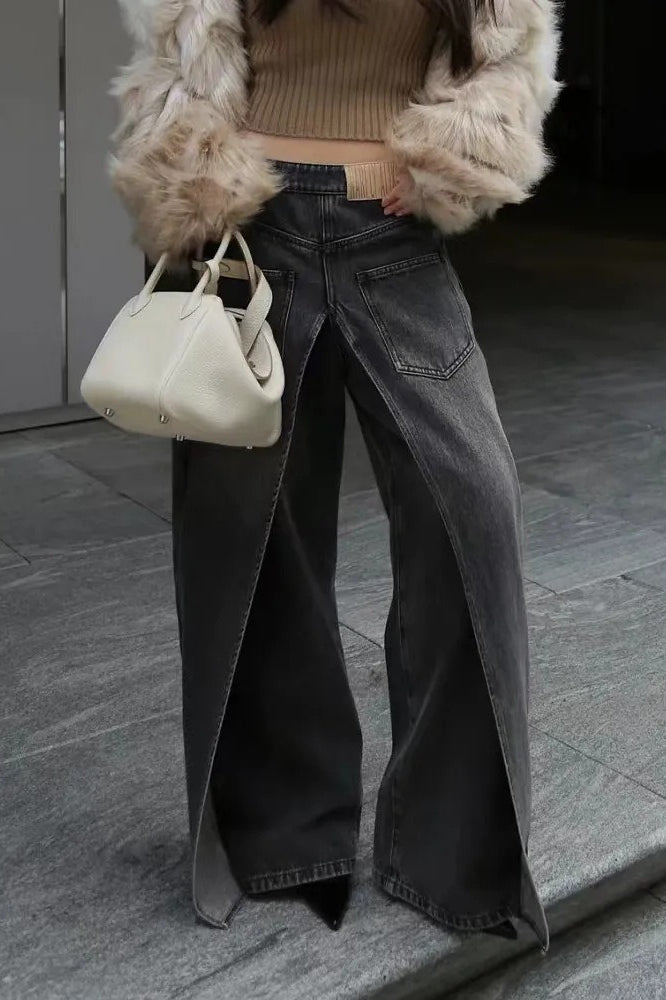 Y2K Vintage Reversible Deconstructed Wide Leg Jeans