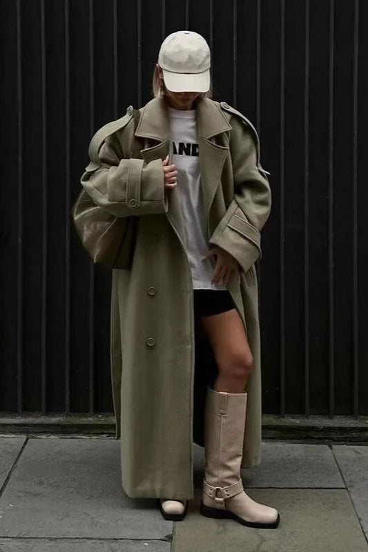 Wide Notch Lapel Single Breasted Overcoat
