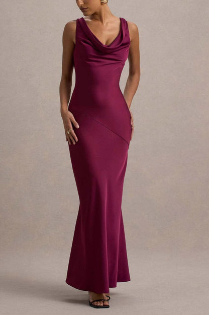 Elegant Luxury Satin Slim Bodycon Mermaid Backless Formal Dress