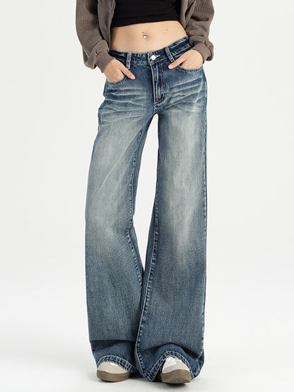 Vintage Washed Loose Flare Jeans