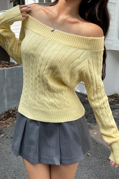 Edgy Long-Sleeve Knit Sweater