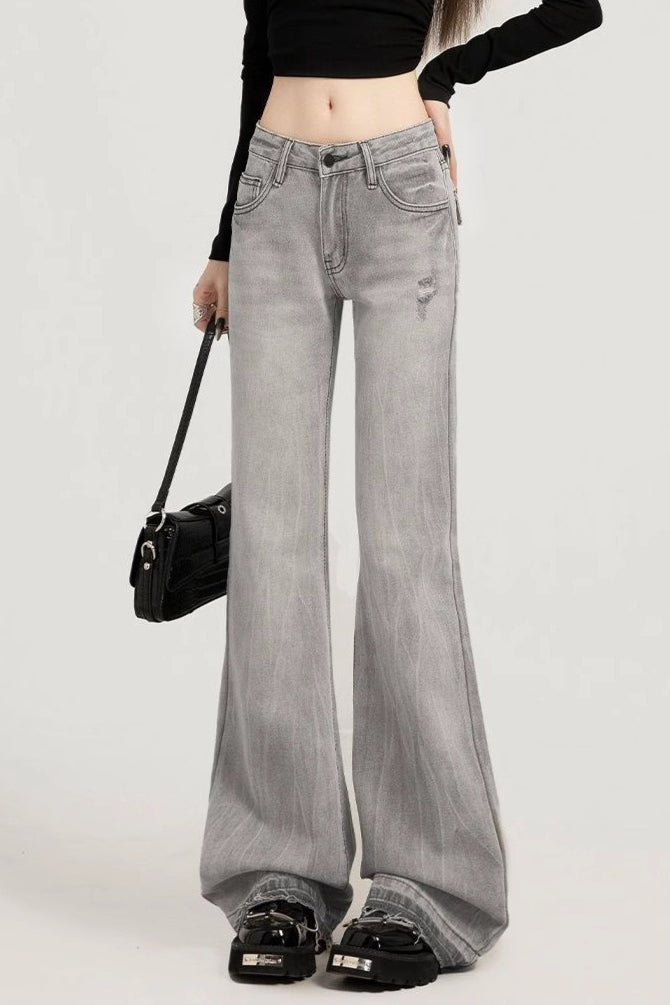 Smoky Gray Slim Bootcut Versatile Jeans