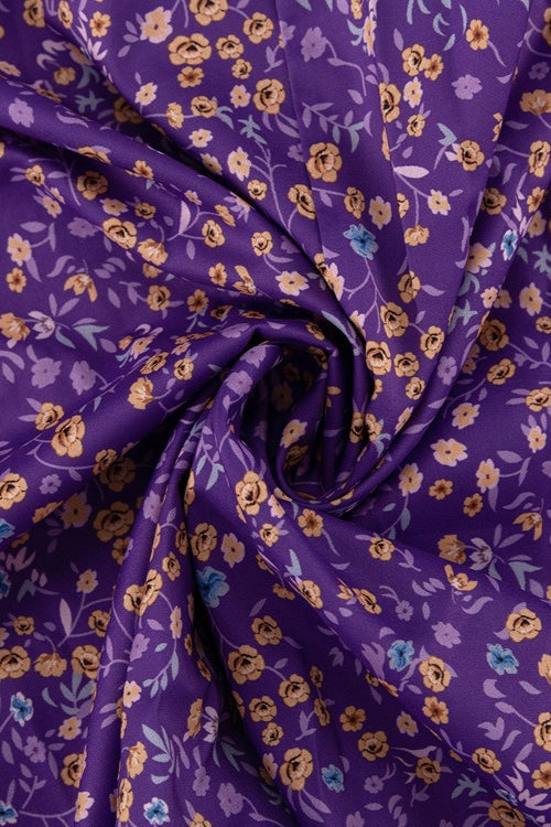 Ditsy Floral Peter Pan Collar Puff Sleeve Tie Waist Maxi Dress