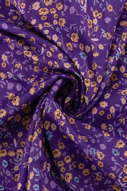 Ditsy Floral Peter Pan Collar Puff Sleeve Tie Waist Maxi Dress