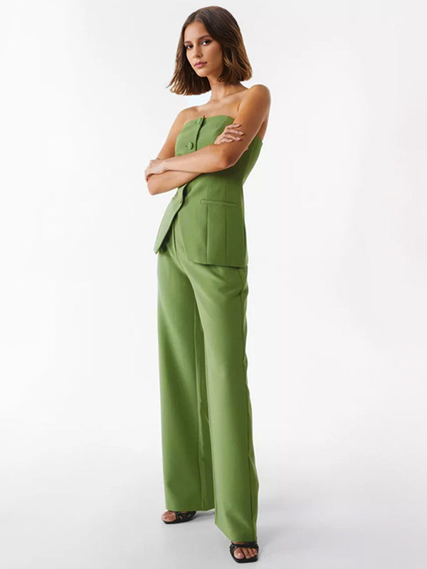 Off The Shoulder Top And Wide Leg Bottoms 2 Pieces Set