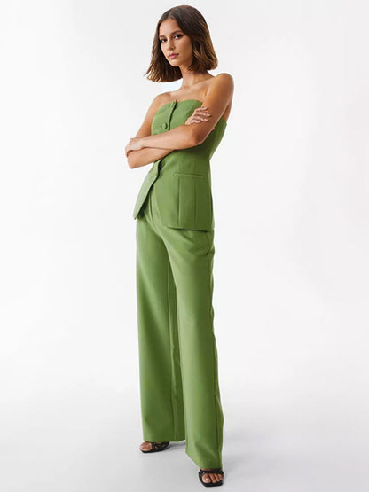 Off The Shoulder Top And Wide Leg Bottoms 2 Pieces Set