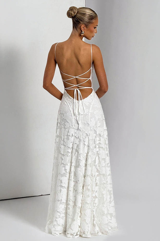 Chiffon Backless Spaghetti Strap Maxi Dress