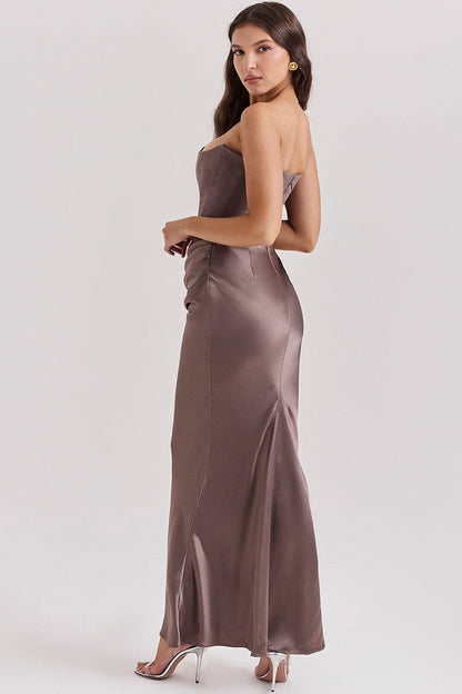 | Strapless Boned Corset Maxi Dress