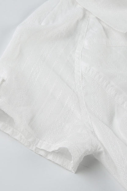 Slim Fit Short Sleeve Textured Blouse