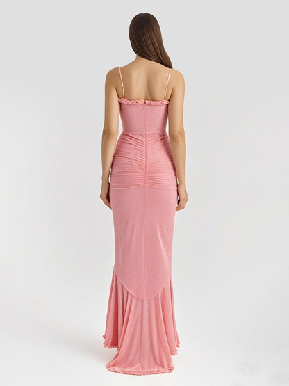 Ruffled Front Party Gown Long Slip Dress For Women 2026