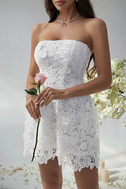 Sexy Bodycon Solid Embroidered Strapless Cocktail Dress
