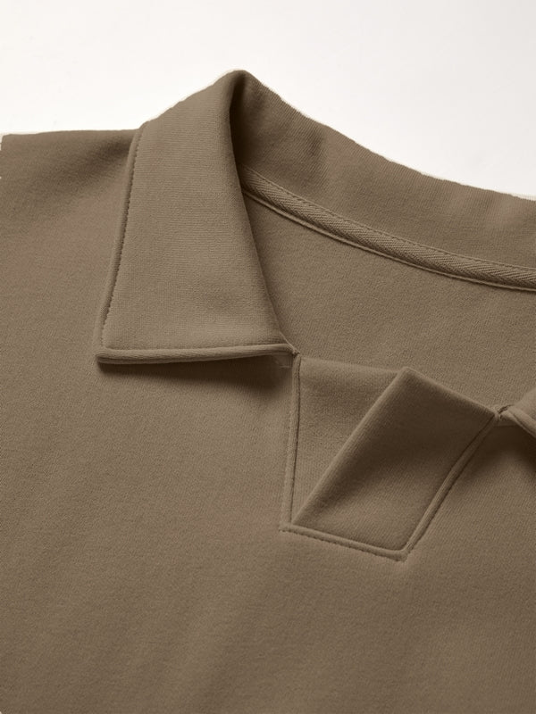 Solid Color Lapel Neck Oversized Hoodie
