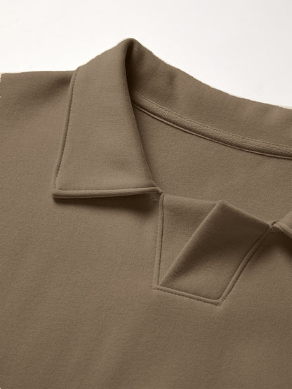 Solid Color Lapel Neck Oversized Hoodie