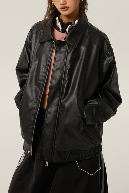 Retro Loose Fit Moto Jacket