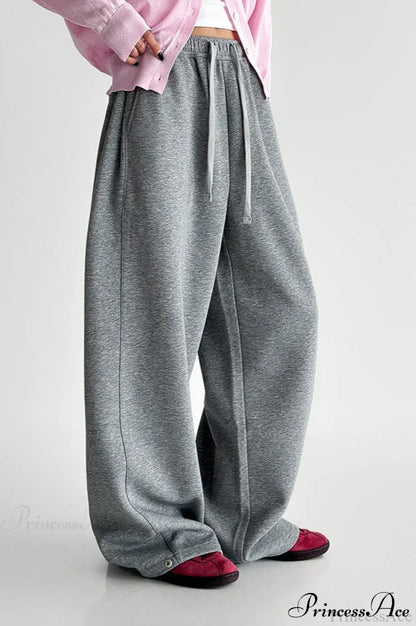 Elastic High-Waist Drawstring Wide Pants