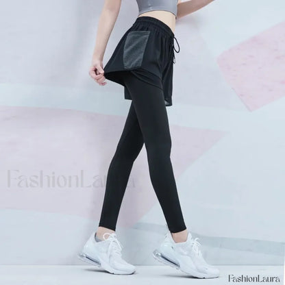 Elastic Waist Mesh 2 in 1 Gym Leggings Sweatpants