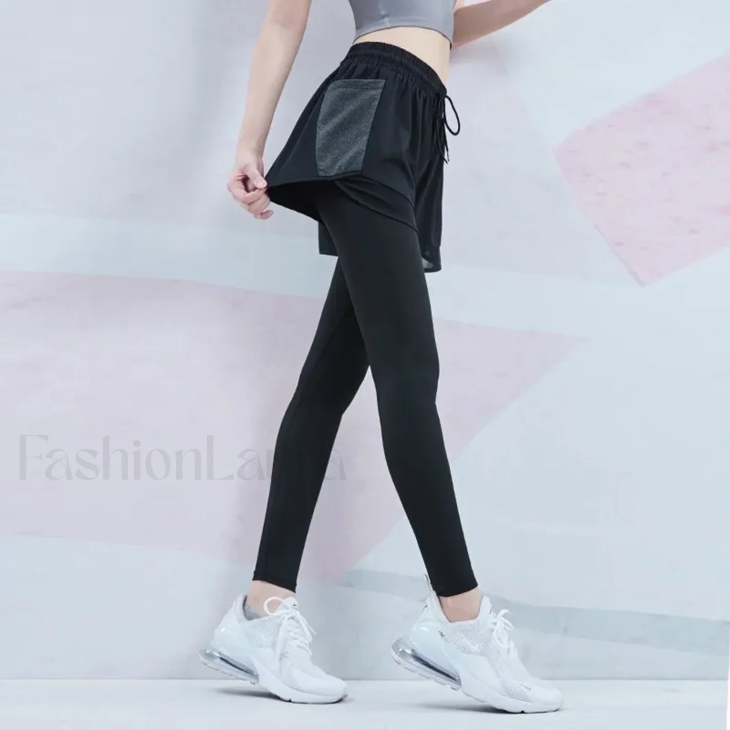 Elastic Waist Mesh 2 in 1 Gym Leggings Sweatpants