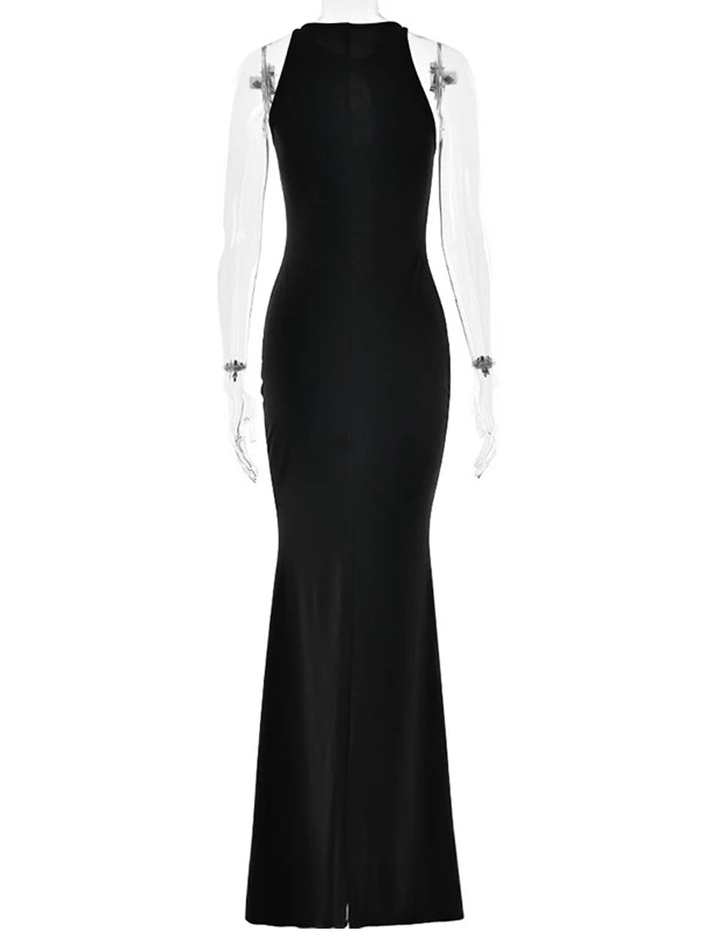 Halter Neck Deep Keyhole Jewel Embellished Mermaid Maxi Gown